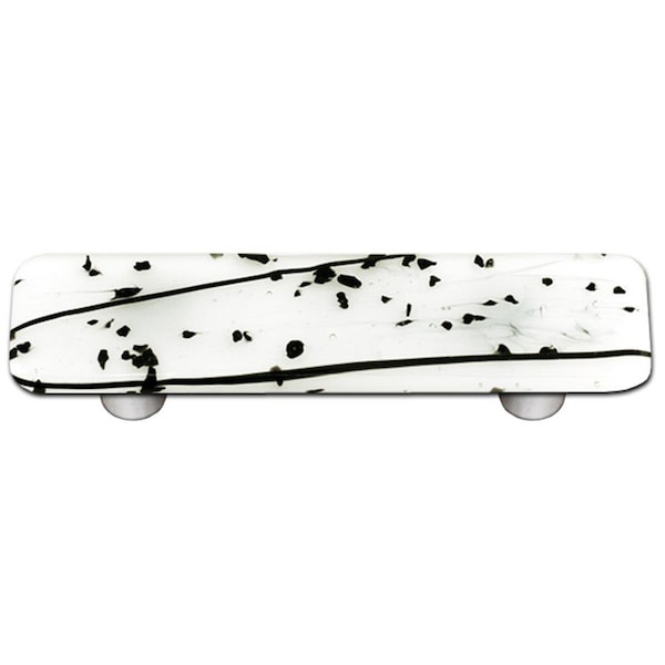 Palacedesigns Mardi Gras Black with White Rectangle Glass Cabinet Pull - Aluminum Post PA37539 - main